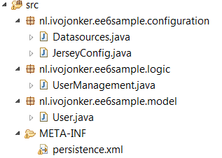 Java EE JAX-RS, EJB and JPA (EclipseLink Mysql)  mbv annotaties.